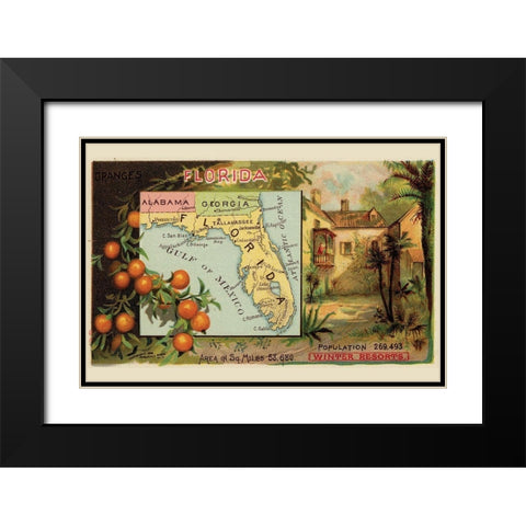 Florida Black Modern Wood Framed Art Print with Double Matting by Arbuckle Brothers