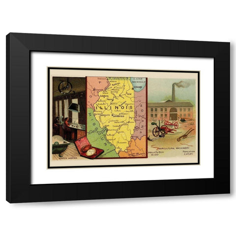 Illinois Black Modern Wood Framed Art Print with Double Matting by Arbuckle Brothers