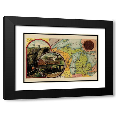Michigan Black Modern Wood Framed Art Print with Double Matting by Arbuckle Brothers