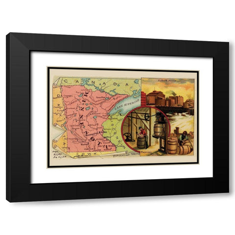 Minnesota Black Modern Wood Framed Art Print with Double Matting by Arbuckle Brothers