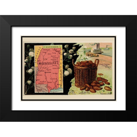 Mississippi Black Modern Wood Framed Art Print with Double Matting by Arbuckle Brothers