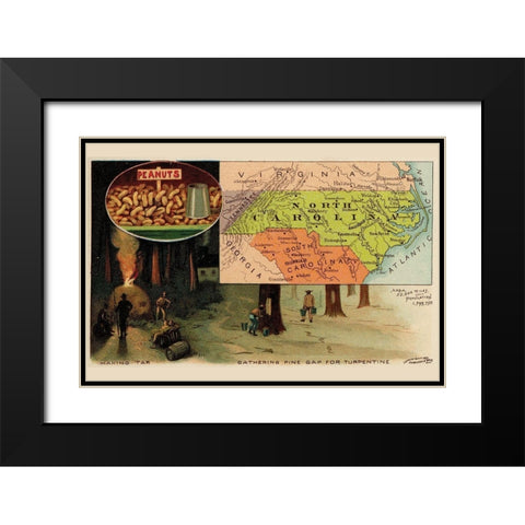 North Carolina Black Modern Wood Framed Art Print with Double Matting by Arbuckle Brothers