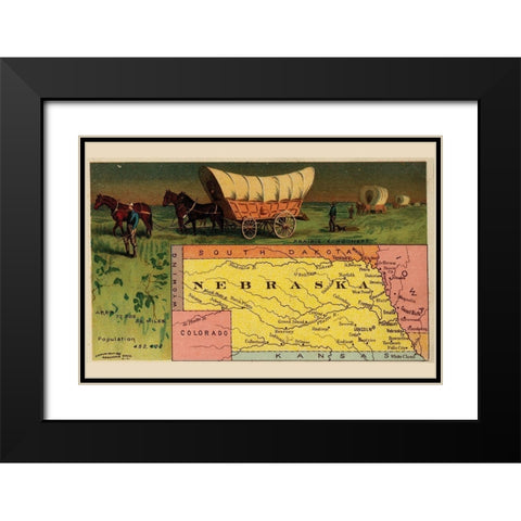 Nebraska Black Modern Wood Framed Art Print with Double Matting by Arbuckle Brothers
