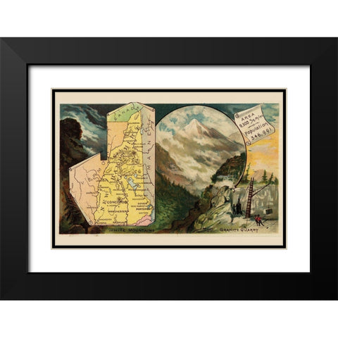 New Hampshire Black Modern Wood Framed Art Print with Double Matting by Arbuckle Brothers