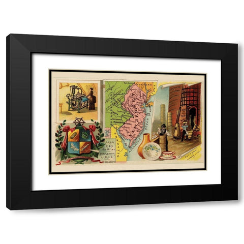 New Jersey Black Modern Wood Framed Art Print with Double Matting by Arbuckle Brothers