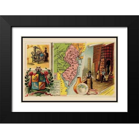 New Jersey Black Modern Wood Framed Art Print with Double Matting by Arbuckle Brothers