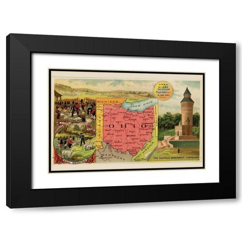 Ohio Black Modern Wood Framed Art Print with Double Matting by Arbuckle Brothers