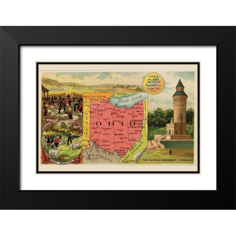 Ohio Black Modern Wood Framed Art Print with Double Matting by Arbuckle Brothers
