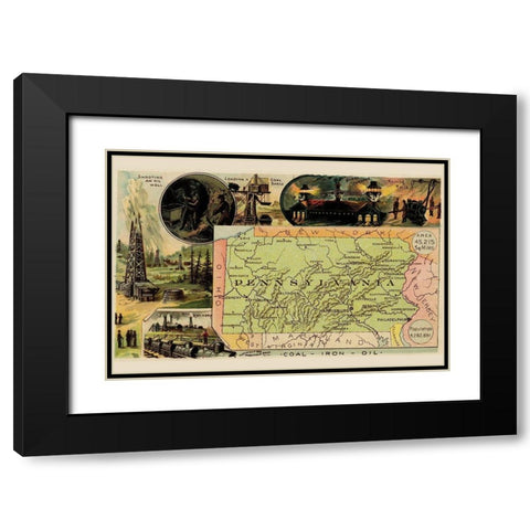 Pennsylvania Black Modern Wood Framed Art Print with Double Matting by Arbuckle Brothers