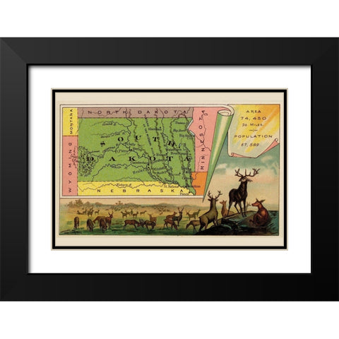 South Dakota Black Modern Wood Framed Art Print with Double Matting by Arbuckle Brothers