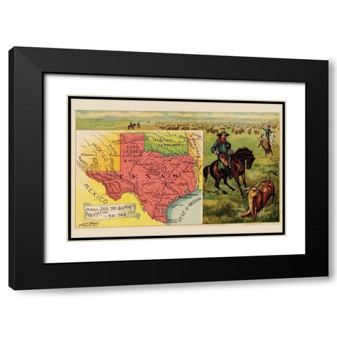 Texas Black Modern Wood Framed Art Print with Double Matting by Arbuckle Brothers