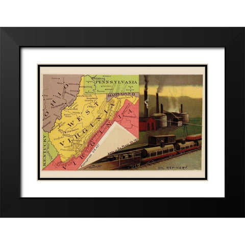 West Virginia Black Modern Wood Framed Art Print with Double Matting by Arbuckle Brothers