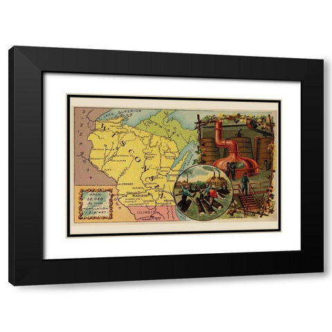 Wisconsin Black Modern Wood Framed Art Print with Double Matting by Arbuckle Brothers