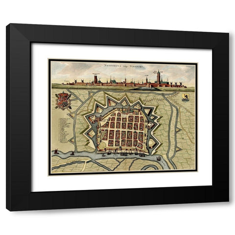 Belgium, Newport Chart of Military armaments in Defense 1700 Black Modern Wood Framed Art Print with Double Matting by Beeck, Anna