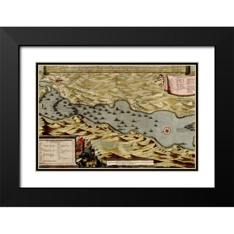 Citadel at the ancient city of Marseille France 1700 Black Modern Wood Framed Art Print with Double Matting by Beeck, Anna