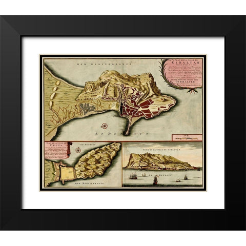 Fortifications at Nice France 1700 Black Modern Wood Framed Art Print with Double Matting by Beeck, Anna