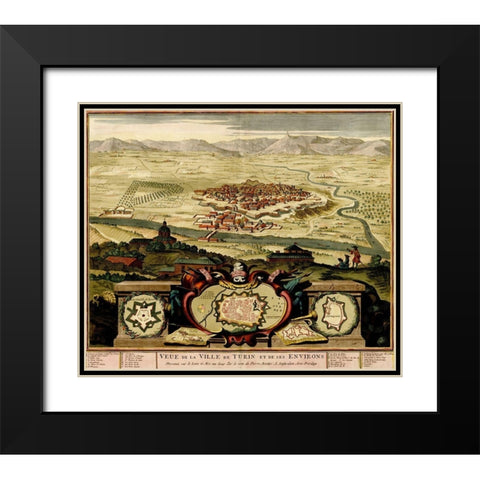 Ivrea Near Turin 1700 Black Modern Wood Framed Art Print with Double Matting by Beeck, Anna