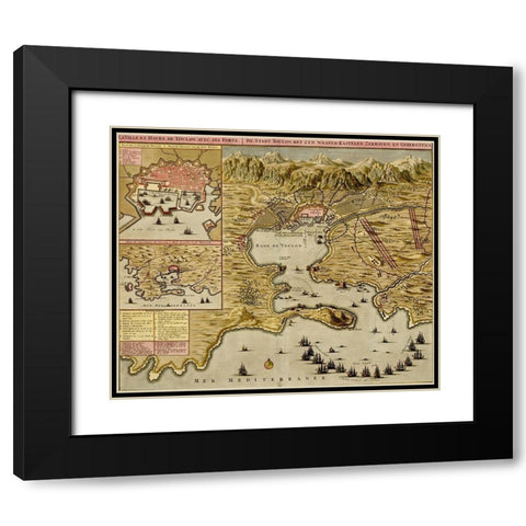 Straits of Cadiz Gibraltar 1700 Black Modern Wood Framed Art Print with Double Matting by Beeck, Anna