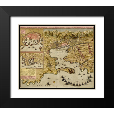 Straits of Cadiz Gibraltar 1700 Black Modern Wood Framed Art Print with Double Matting by Beeck, Anna