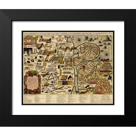 Vauban Defenses on the Narva Estonia 1700 Black Modern Wood Framed Art Print with Double Matting by Beeck, Anna
