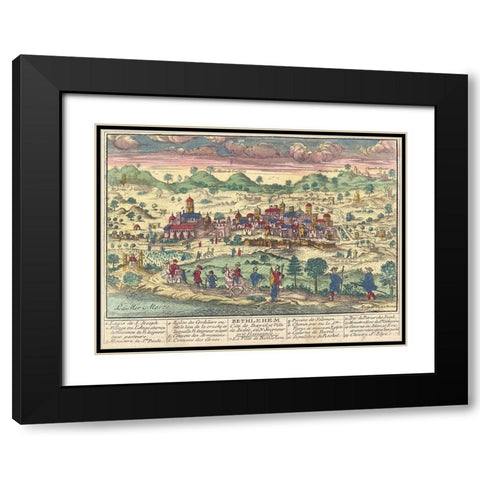 Bethlehem City of David Black Modern Wood Framed Art Print with Double Matting by Chereau, Jacque le jeune