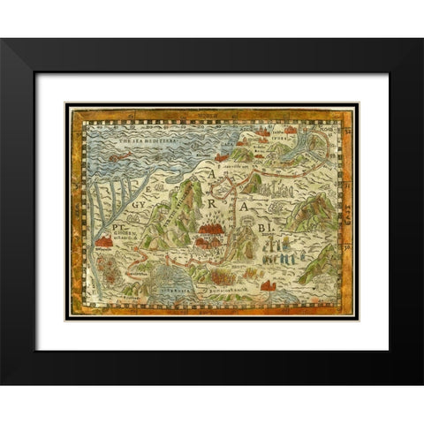 Exodus Black Modern Wood Framed Art Print with Double Matting by Vintage Maps