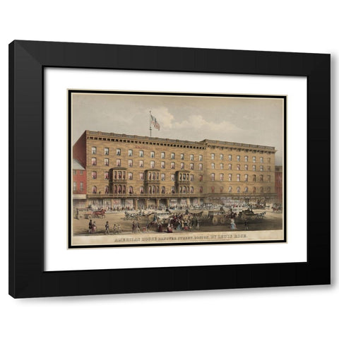 American House Hotel Hanover Street Black Modern Wood Framed Art Print with Double Matting by Rice, Lewis