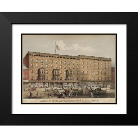 American House Hotel Hanover Street Black Modern Wood Framed Art Print with Double Matting by Rice, Lewis