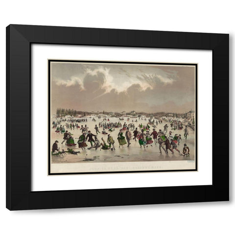 Jamaica Pond West Roxbury Black Modern Wood Framed Art Print with Double Matting by Buford, J H