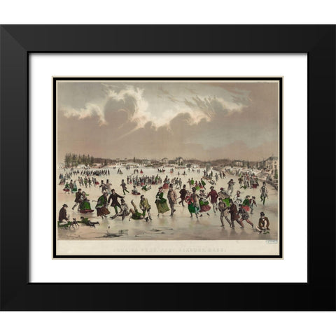 Jamaica Pond West Roxbury Black Modern Wood Framed Art Print with Double Matting by Buford, J H