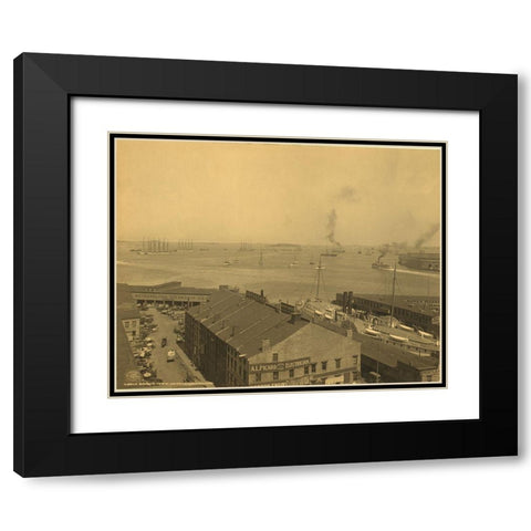 Waterfront Boston Black Modern Wood Framed Art Print with Double Matting by Detroit Publishing