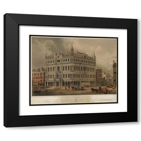 Masonic Temple Black Modern Wood Framed Art Print with Double Matting by Buford