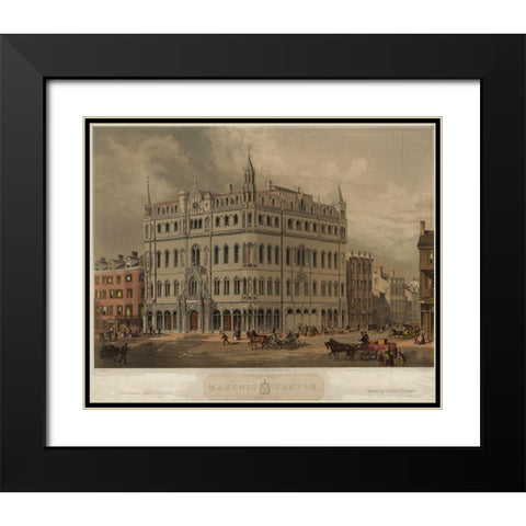 Masonic Temple Black Modern Wood Framed Art Print with Double Matting by Buford