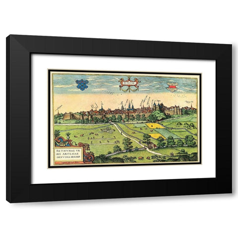 Bethune Black Modern Wood Framed Art Print with Double Matting by Hogenberg, Braun