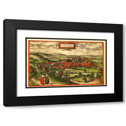 Blamont Black Modern Wood Framed Art Print with Double Matting by Hogenberg, Braun