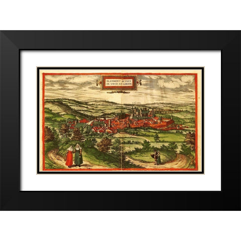 Blamont Black Modern Wood Framed Art Print with Double Matting by Hogenberg, Braun