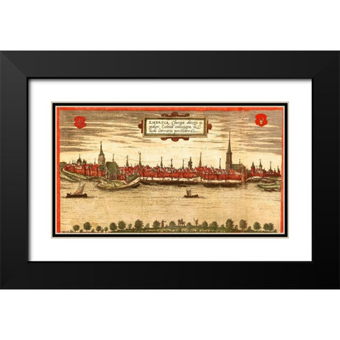 Emmerich Embrica Black Modern Wood Framed Art Print with Double Matting by Hogenberg, Braun