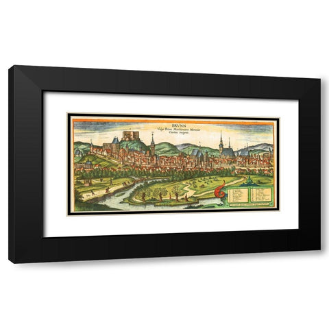 Brno Black Modern Wood Framed Art Print with Double Matting by Hogenberg, Braun