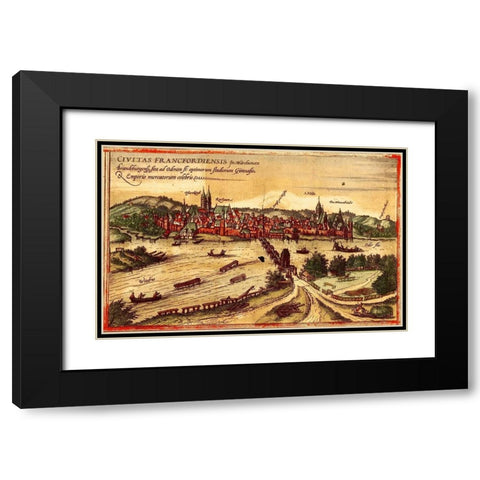 Frankfurt an der Oder Black Modern Wood Framed Art Print with Double Matting by Hogenberg, Braun
