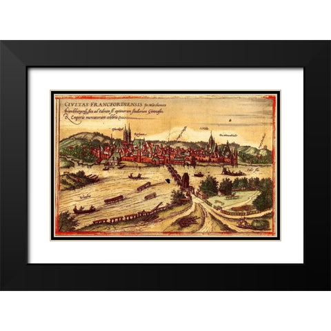 Frankfurt an der Oder Black Modern Wood Framed Art Print with Double Matting by Hogenberg, Braun