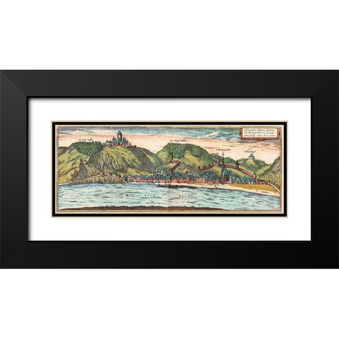 Cochem Black Modern Wood Framed Art Print with Double Matting by Hogenberg, Braun