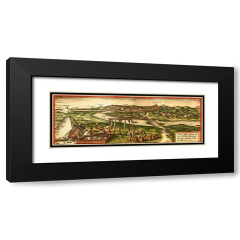 Conil de la Frontera Black Modern Wood Framed Art Print with Double Matting by Hogenberg, Braun