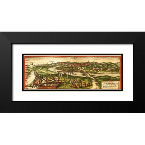 Conil de la Frontera Black Modern Wood Framed Art Print with Double Matting by Hogenberg, Braun