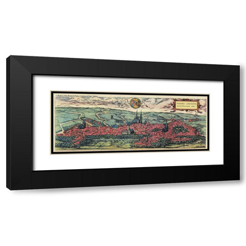 Eisleben in Saxony Black Modern Wood Framed Art Print with Double Matting by Hogenberg, Braun