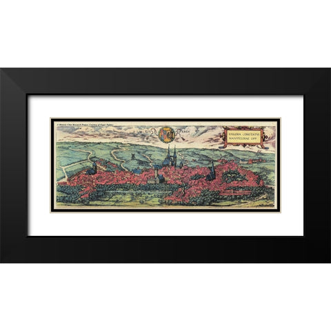 Eisleben in Saxony Black Modern Wood Framed Art Print with Double Matting by Hogenberg, Braun