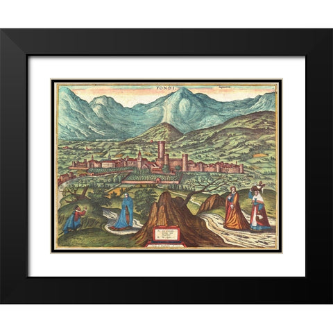 Fondi Italy Black Modern Wood Framed Art Print with Double Matting by Hogenberg, Braun