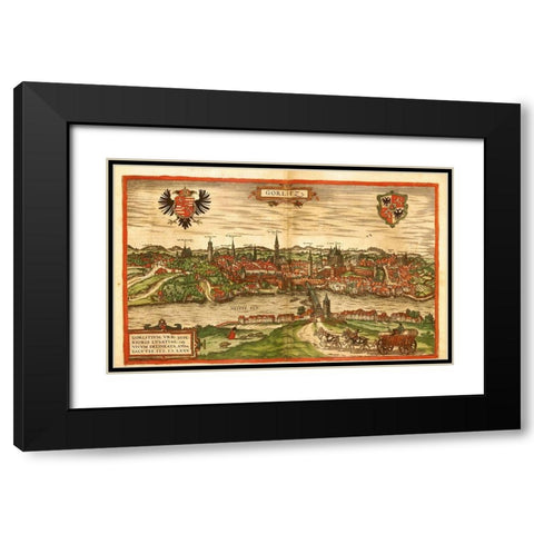 Gorlitz Germany Black Modern Wood Framed Art Print with Double Matting by Hogenberg, Braun