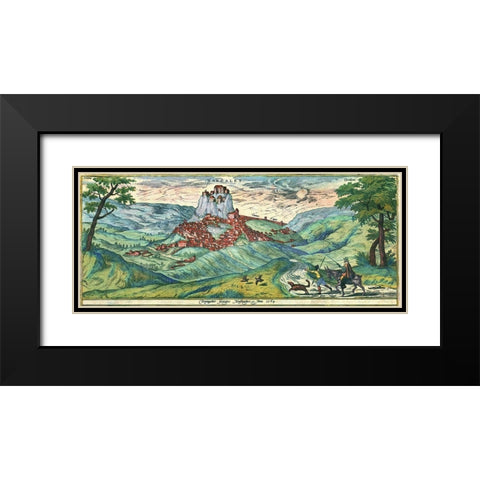 Ardales Spain Black Modern Wood Framed Art Print with Double Matting by Hogenberg, Braun