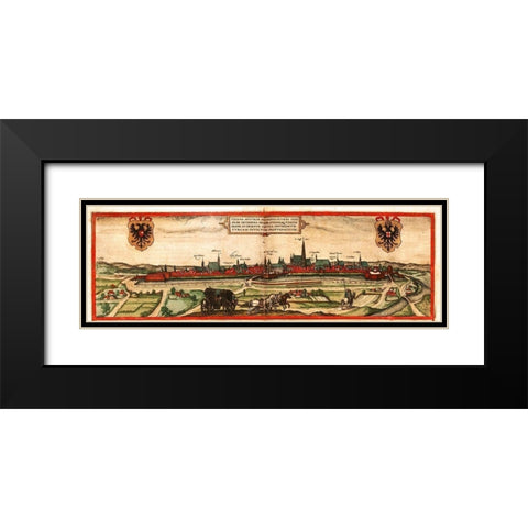 Vienna Austria Wien Black Modern Wood Framed Art Print with Double Matting by Hogenberg, Braun