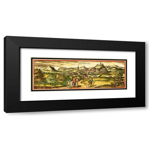 Velez Malaga Spain Black Modern Wood Framed Art Print with Double Matting by Hogenberg, Braun